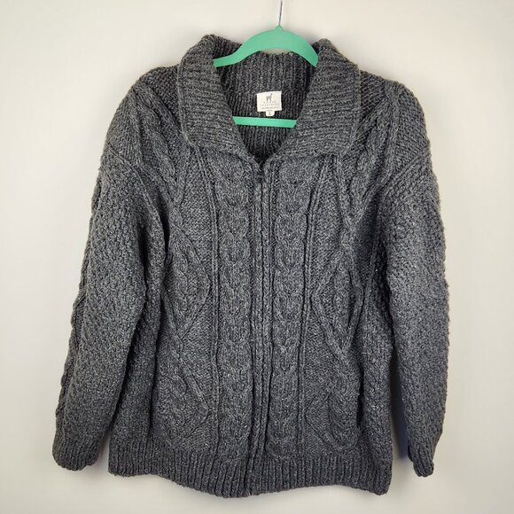 Native Creations Sweaters - Native Creations Handmade in Ecuador Wool Chunky Cable Knit Zip Sweater sz L